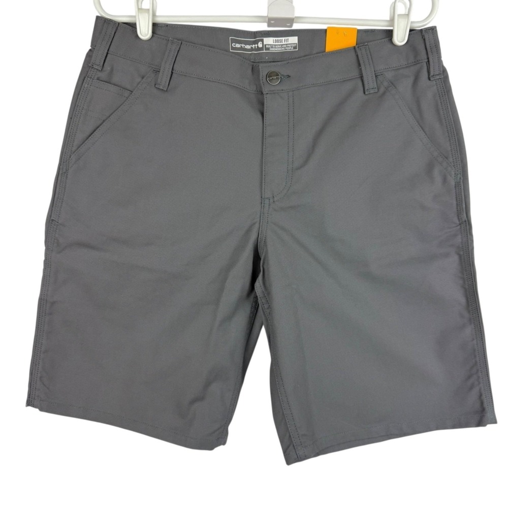 Carhartt Women's Rugged Flex Grey Canvas Work Shorts Size 12- Inseam 10" NWT
